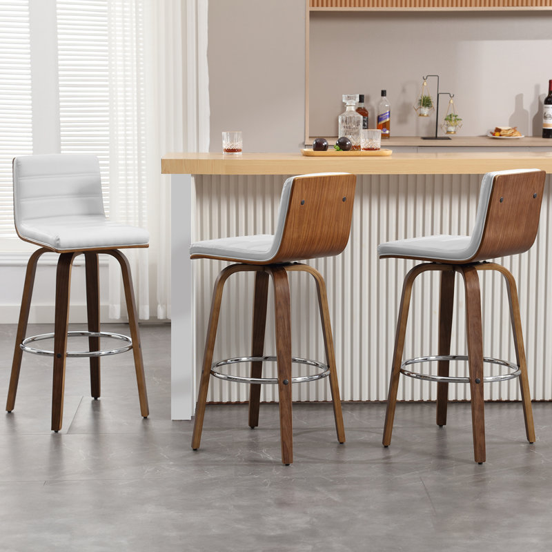 Upholstered  Swivel Counter & Bar Stool, White, Bar Stool (29" Seat Height)