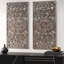 Décoration murale en bois vieilli 2 - motif de fleurs de lotus de couleur bronze d'intérieur l 15,75 po x H 31,5 po x P 0,59 po
