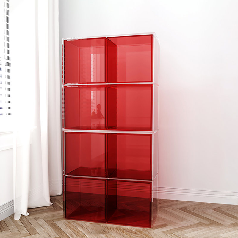 Bibliothèque de salon simple en acrylique, Rouge