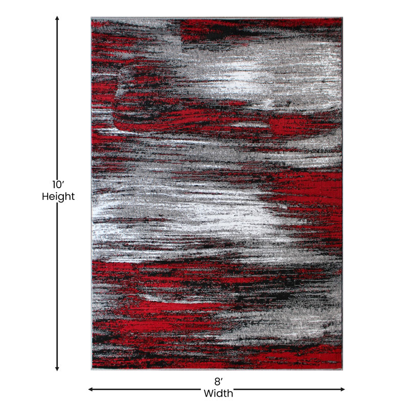 Alexavior Abstract Style Scraped Pattern Accent Area Rug, Rectangle 8' x 10'