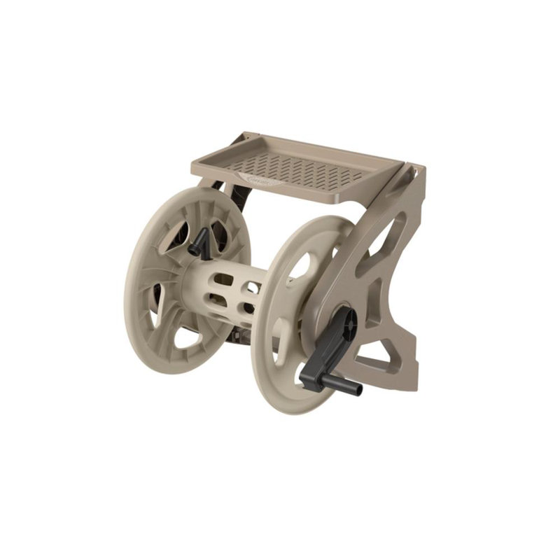 Suncast Taupe Resin Wall Mounted Hose Reel with Tray