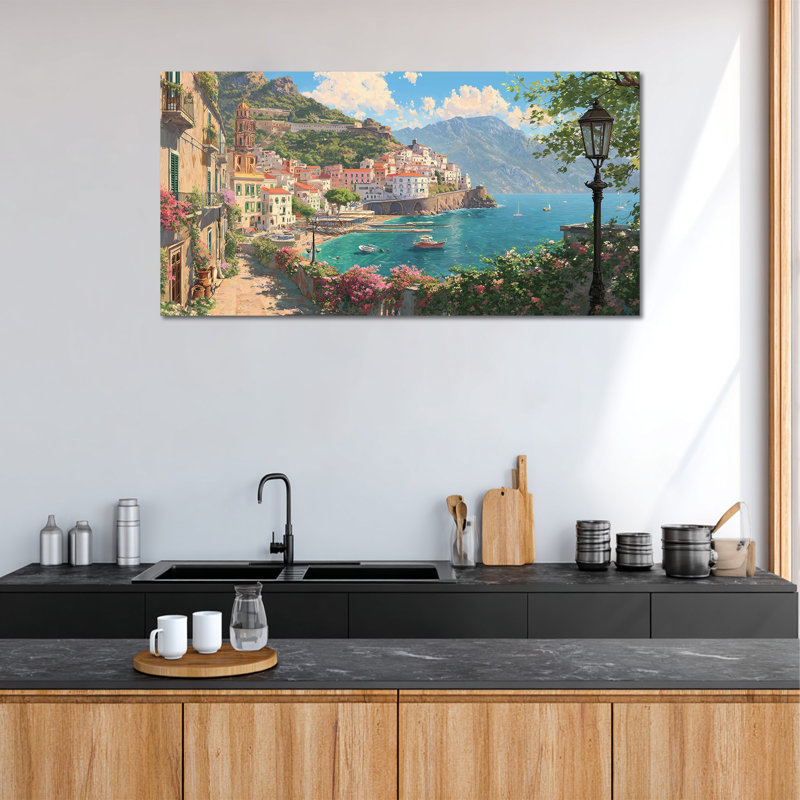  Art mural sur toile, art italien méditerranéen, Italie, H 24 po x l 48 po