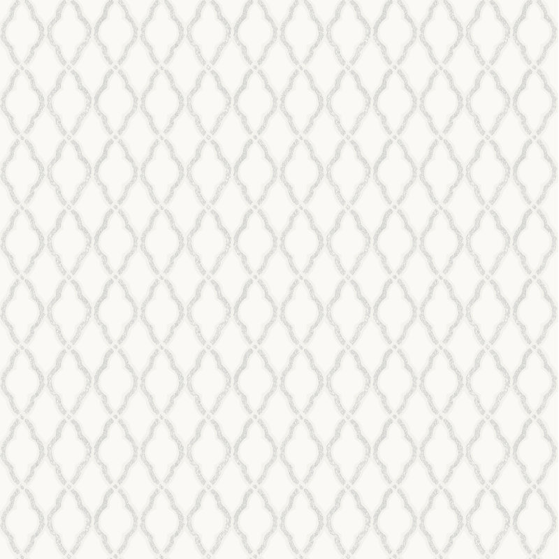 Italian Style Geometric Trellis Wallpaper Roll, White