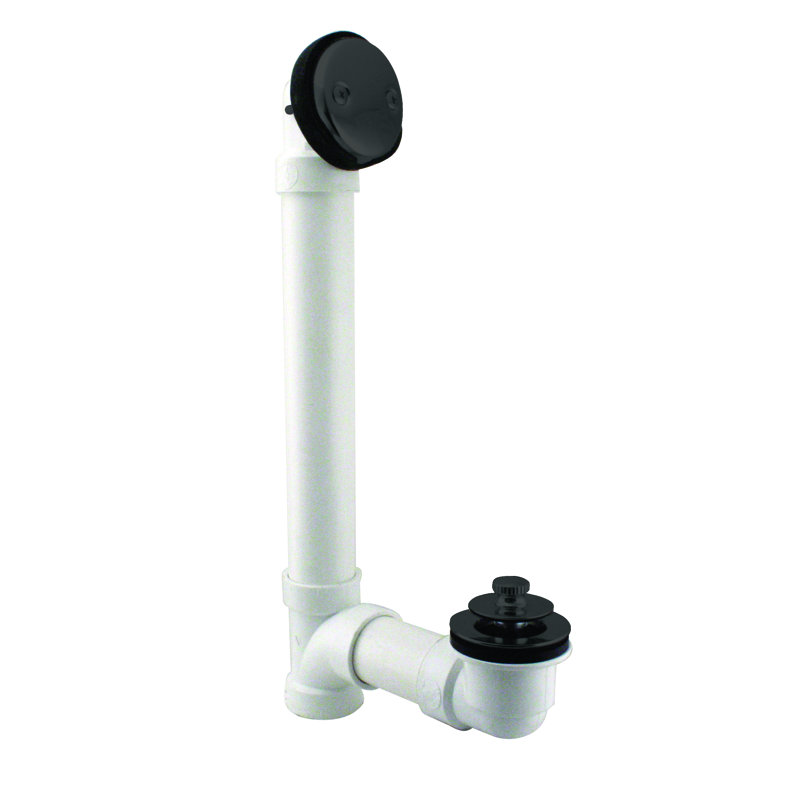1 1-1 / 2 po x 12 po Ensemble de drain de baignoire 40 en PVC avec trop-plein à deux trous, Noir mat