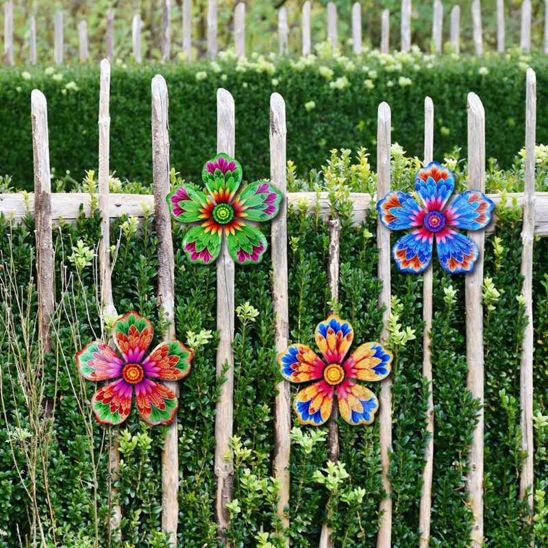 Ensemble de 4 décorations murales fleur en métal