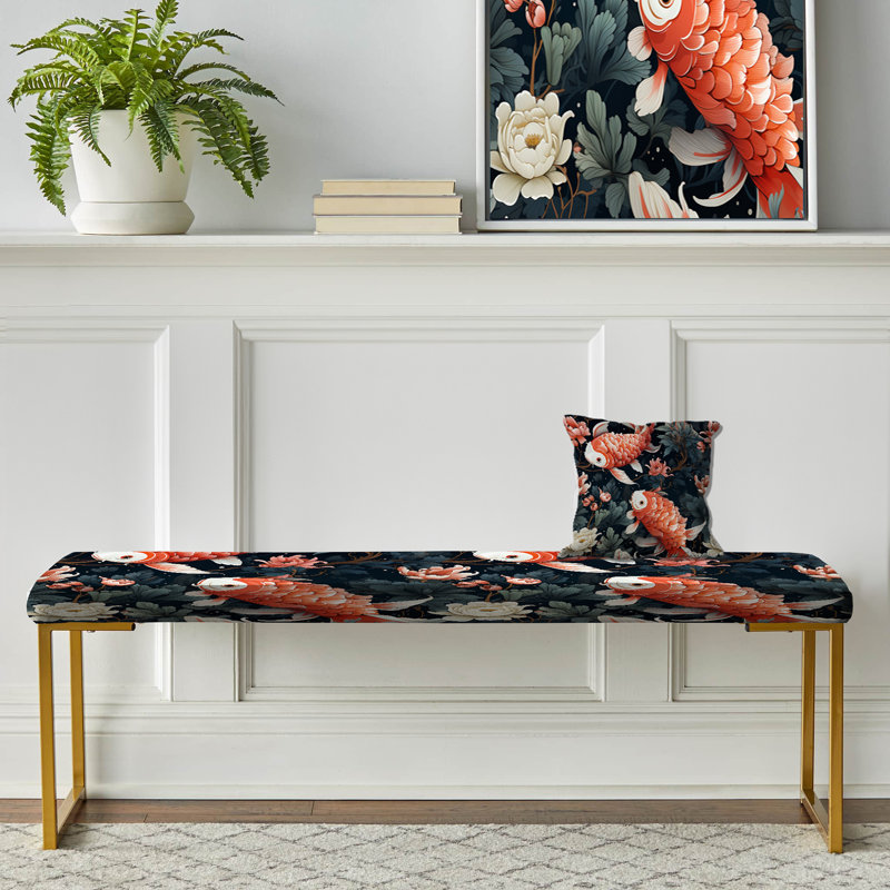 Banc rembourré or, Koi Fish Nishikori Watercolor - Japanese