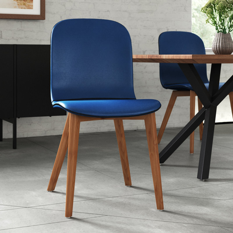 Chaise rembourrée Baden, Similicuir bleu