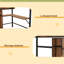 Lit mezzanine double en métal et en bois avec bureau en L et tablettes