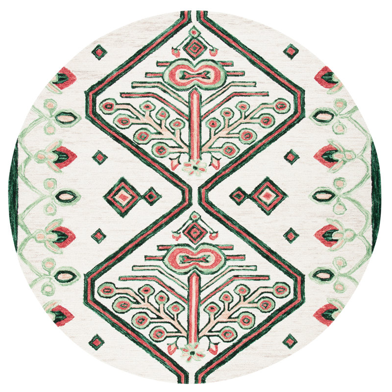 Hand Tufted Wool Southwestern Rug, Round 7'