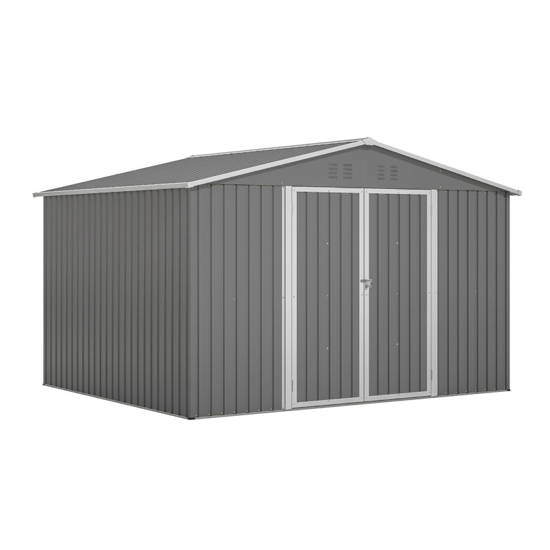 Remise de rangement extérieure en métal 10 pi. X 8 pi. Gris