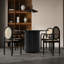 Table de salle à manger en placage noir et chêne - L 47,2 po x l 29,5 po, base fabriquée à la main pour le café, finition ronde, 47,2 po x 47,2 po x 29,5 po, utilisation