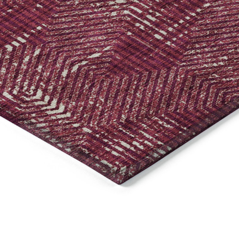 Tapis intérieur / extérieur lavable 8 pi x 10 pi bourgogne et ivoire