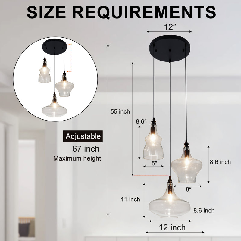 Luminaire suspendu irrégulier à 3 lumières DEL
