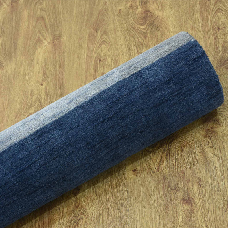 Kenshawn HAND KNOTTED LOOM WOOL ECO-FRIENDLY AREA RUGS - Rectangle, Blue Light Blue Color, Contemporary Modern Design, High Pile Handmade Anti Skid