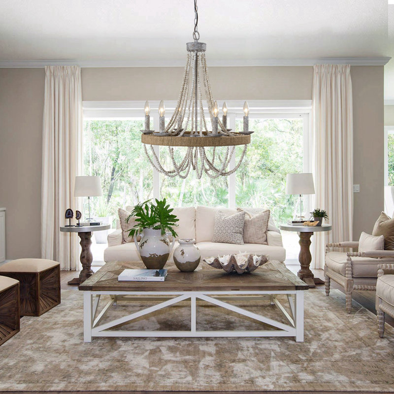 Cavitt 6-Light Dimmable Beaded Empire Chandelier