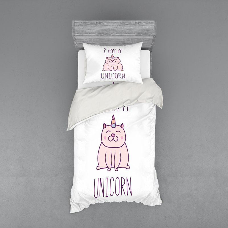 Ensemble de housse de couette en microfibre rose / blanc, Housse de couette simple TG + 2 articles suppléme