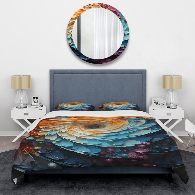Ensemble de housse de couette Solitaire Spiral Colorful Arc Rainbow III - Abstract Spirals