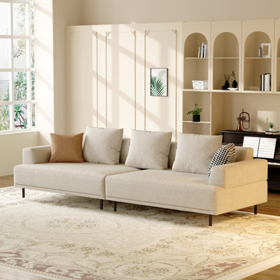 Modern Fabric Sofa Couch, Solid Wood Frame & High-Elastic Sponge Cushion For Living Room Home