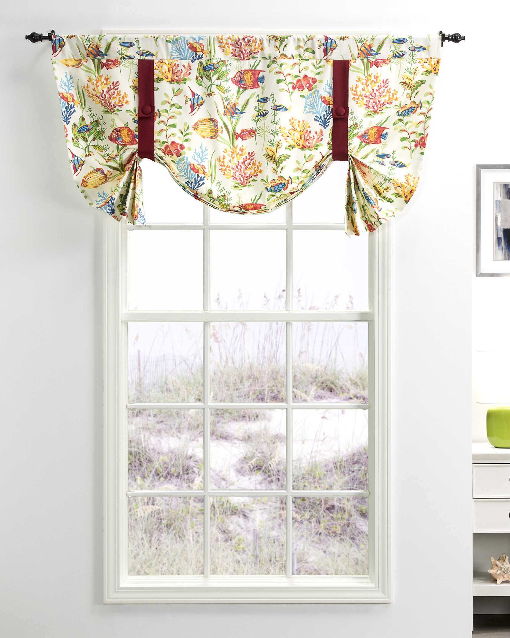 Bay Isle Home Kelford Cotton Tie-up 50'' W Window Valance In 