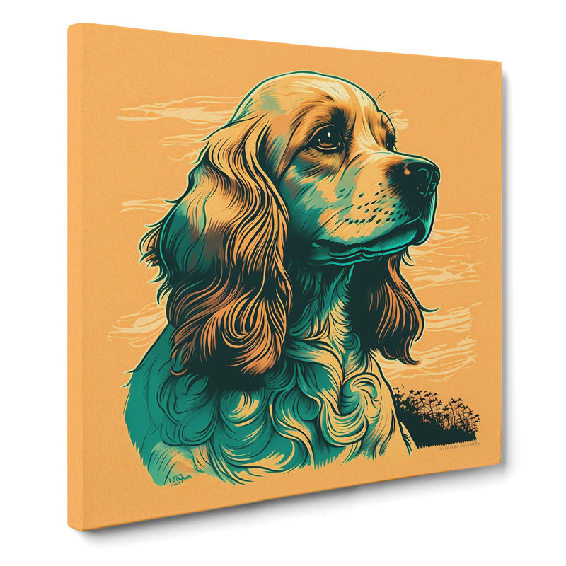 Cocker Spaniel Retro - Print, 35cm H x 35cm W x 3cm D