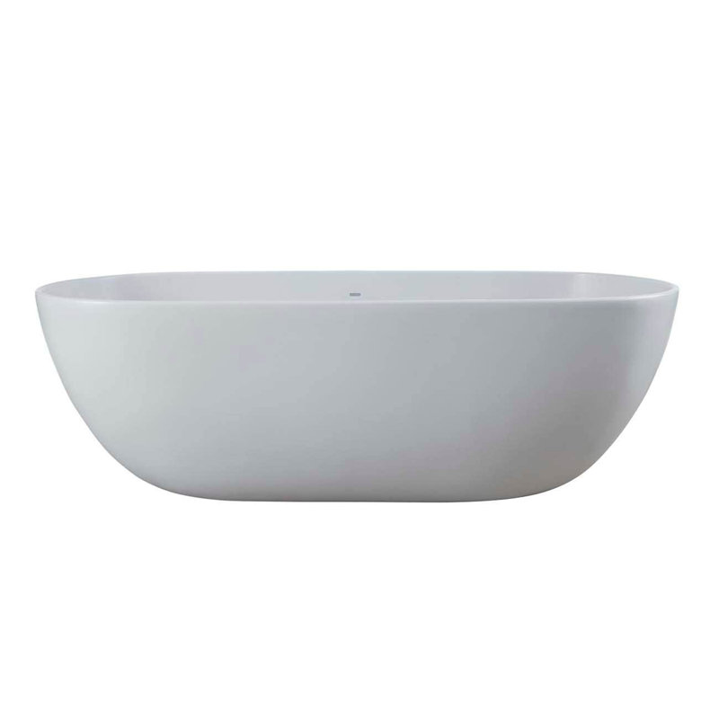 65'' x 32'' Soaking Solid Surface Bathtub, Matte Light Gray