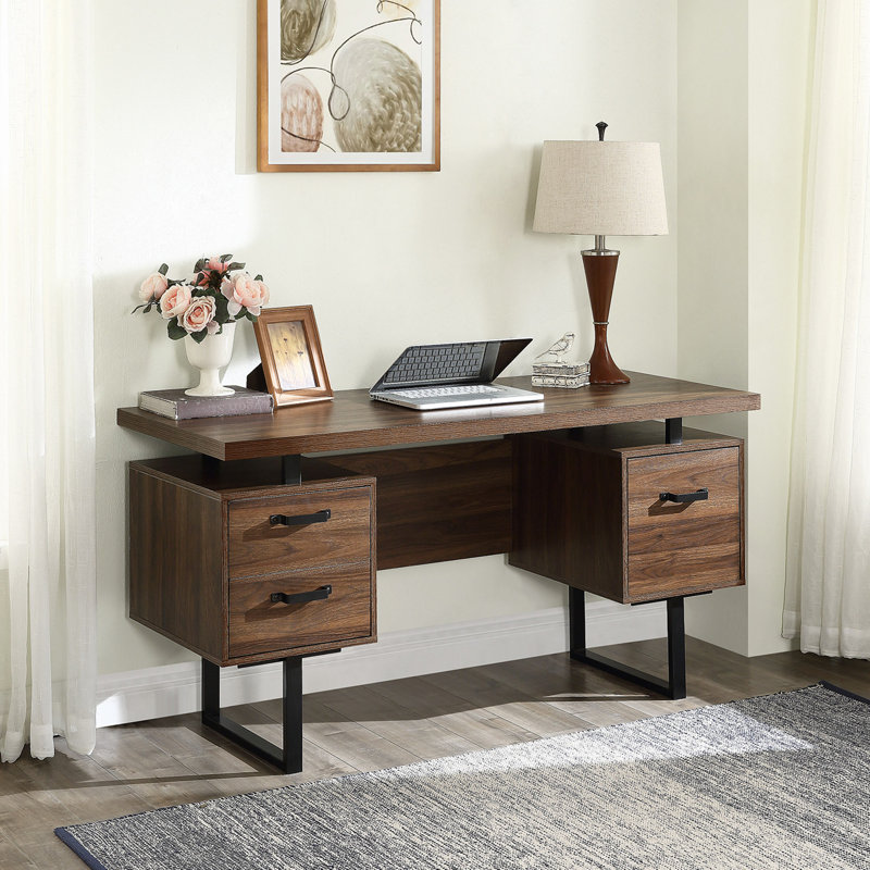 Bureau d'ordinateur avec tiroirs / dossiers suspendus de format lettre, table d'écriture avec tiroirs