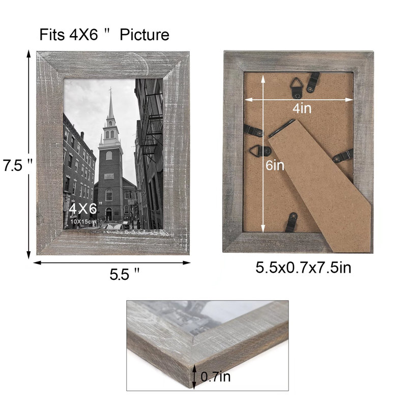 Ensemble de 6 cadres à cadre simple en bois mat 4 po x 6 po Janaye