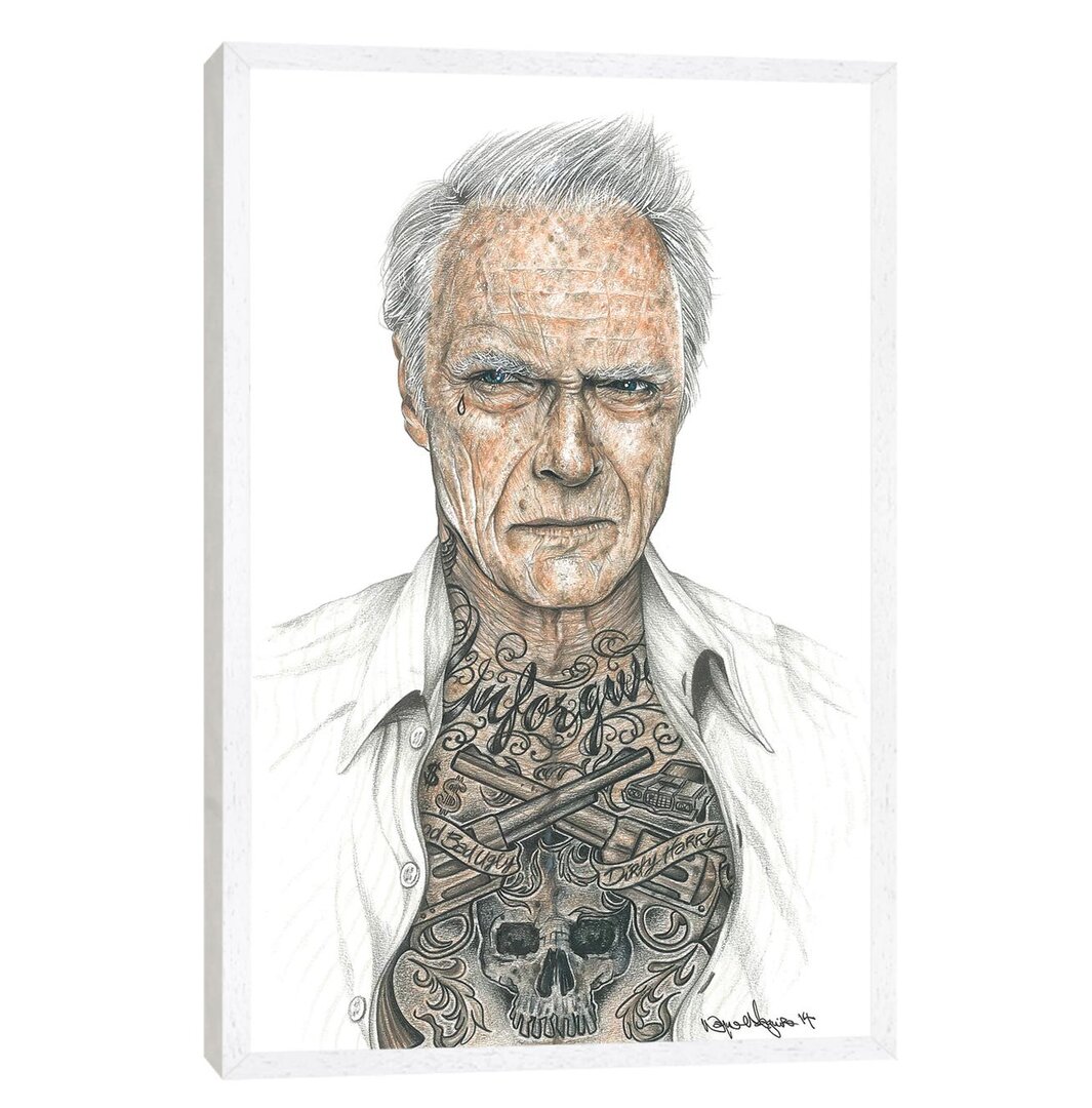 Gerahmtes Leinwandbild - Gemälde „OG Eastwood” von Inked Ikons