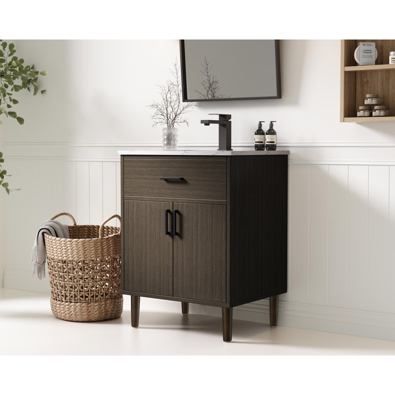 Meuble-lavabo simple 24 po Chandler, Brun moka
