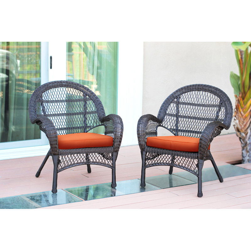 Chaise de patio avec coussins Maltby, Espresso, Orange