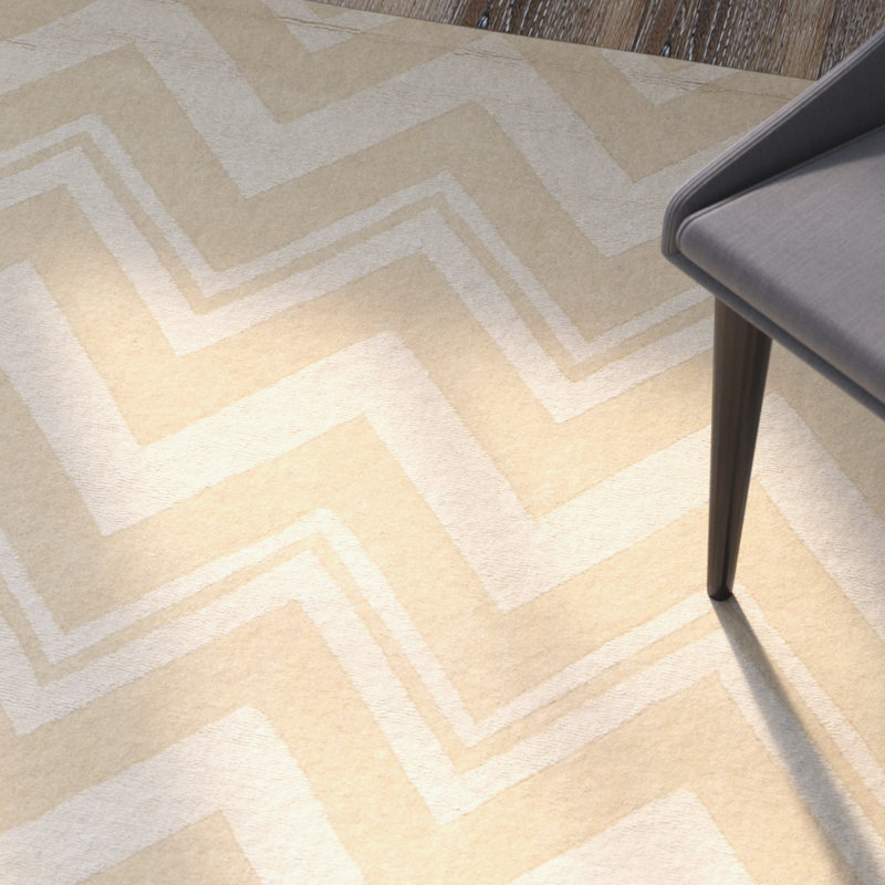 Tapis beige en laine noué à la main, Rectangle 4 pi x 6 pi