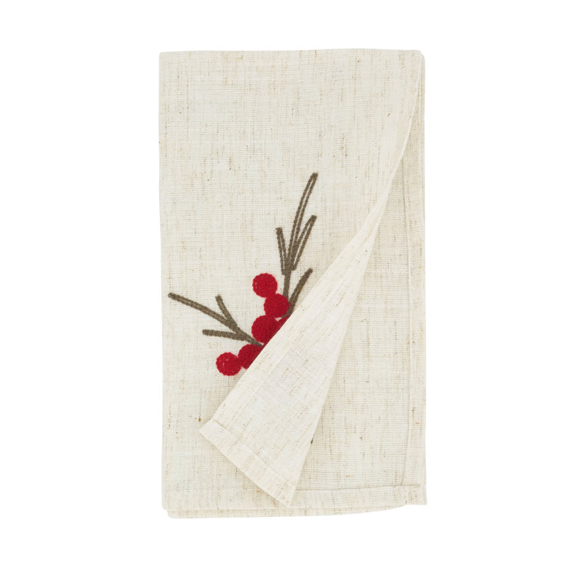 Embroidered Berry Placemat & Napkin Set (4 Placemats + 4 Napkins)