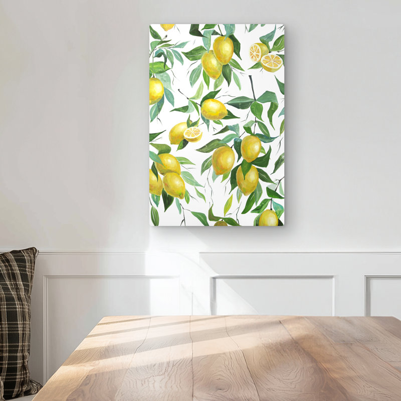 Lemon Pattern - Gastronomy Green Metal Print for Home Decor