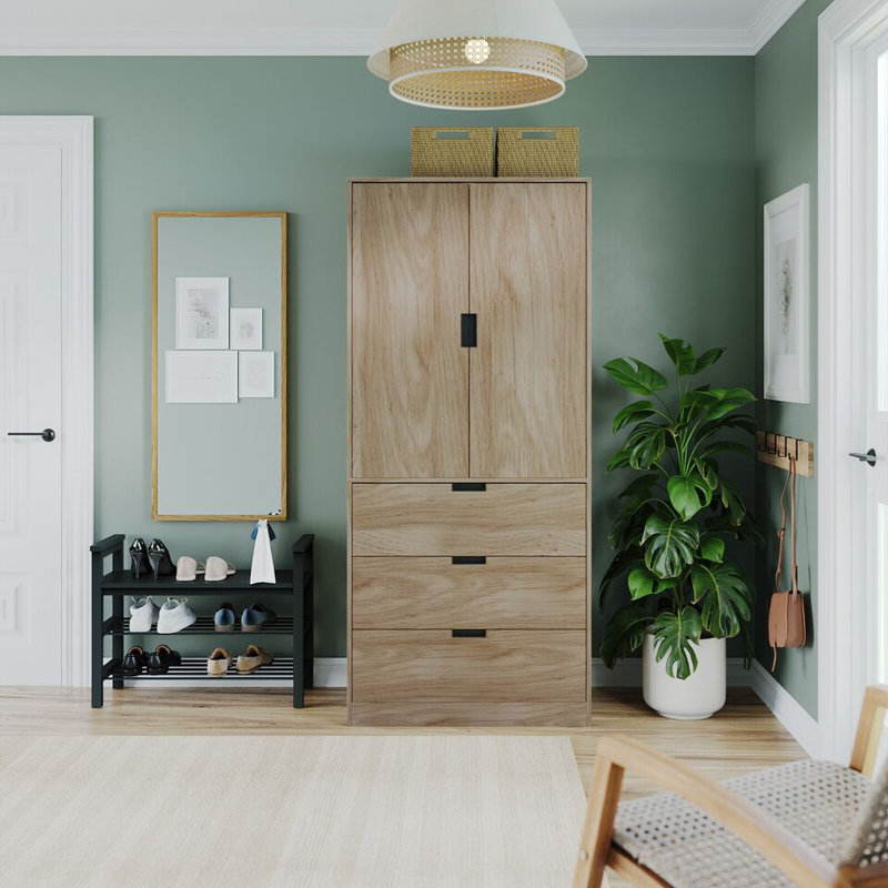 Stephy Solid Wood Wardrobe, Oak