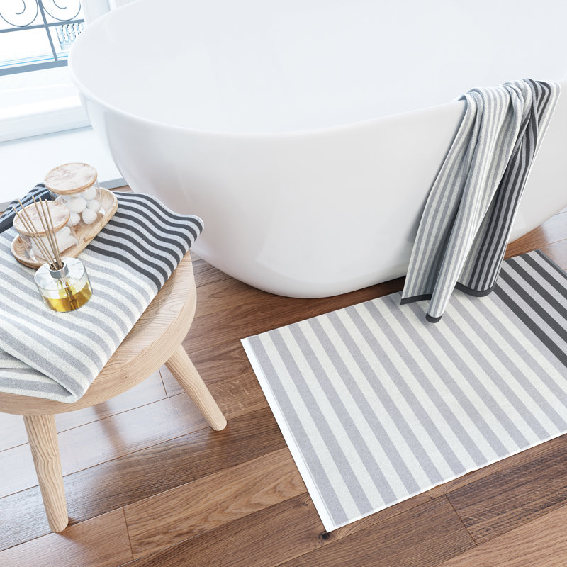 Coastal Rectangle Bath Mat, Silver/Grey