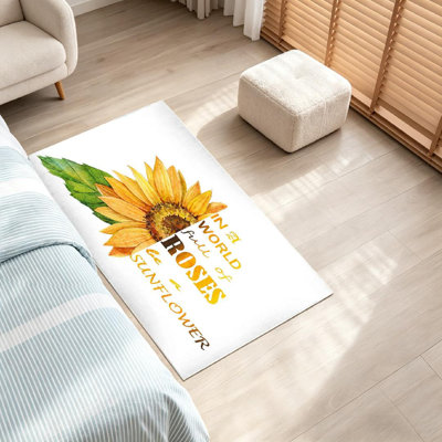 Tapis jaune tournesol aquarelle lavable à la machine