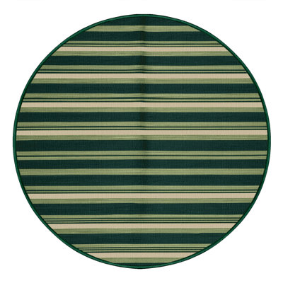 Machine Washable Horizontal Stripes Green Area Rug