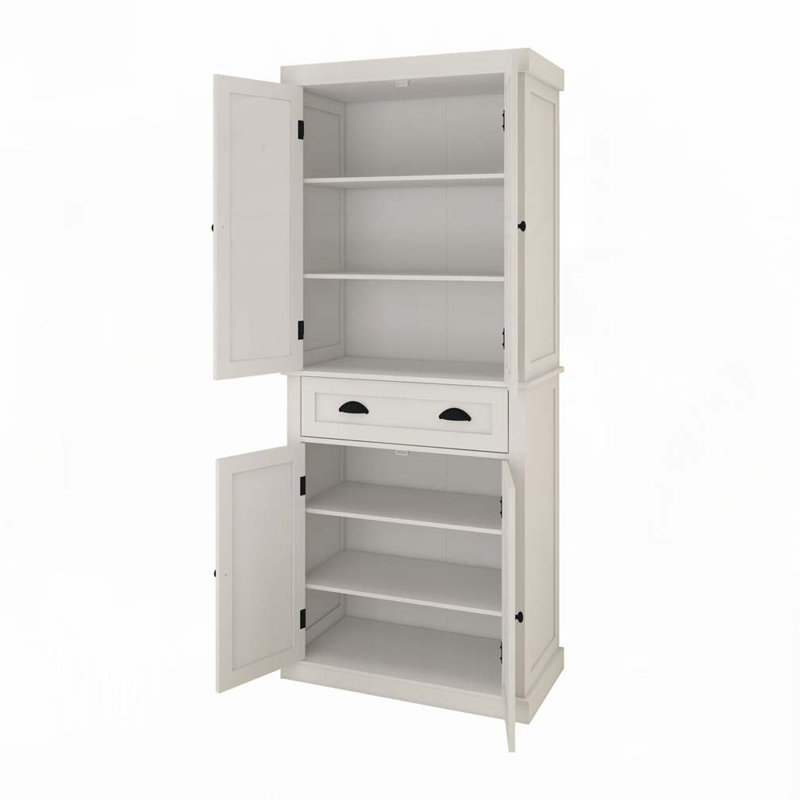 Armoire de rangement 71 po avec 4 portes réglables, Blanc