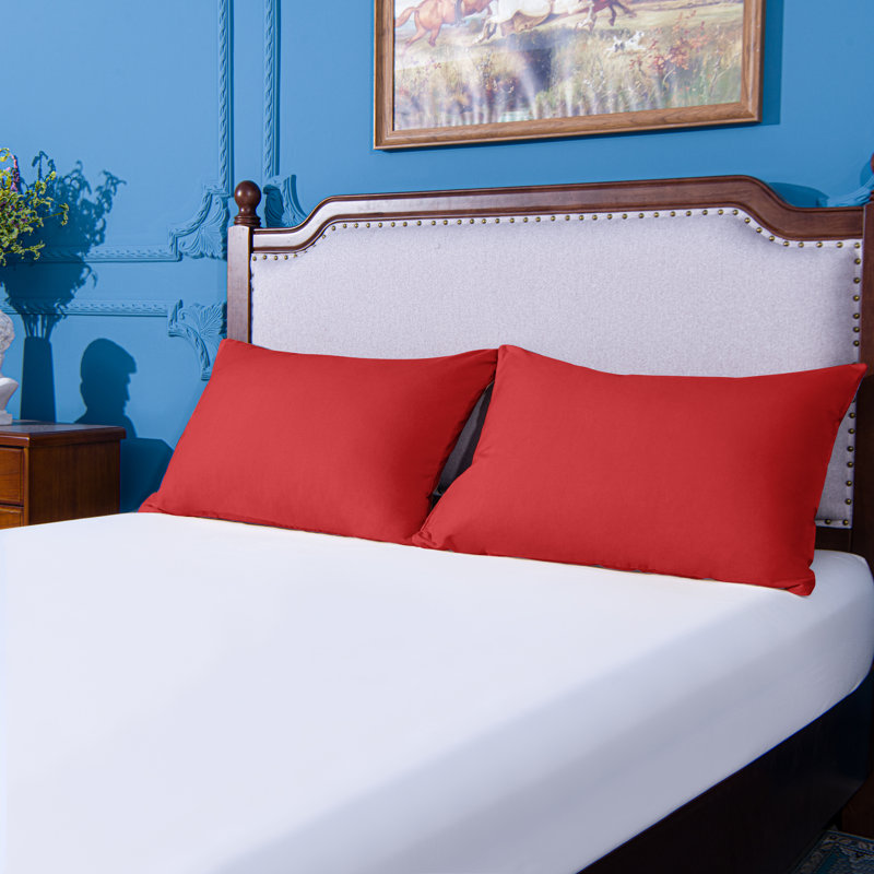 Taies d'oreiller de lit, 1800 taies d'oreiller en microfibre brossée avec fermeture à enveloppe - NTBAY, Vin rouge