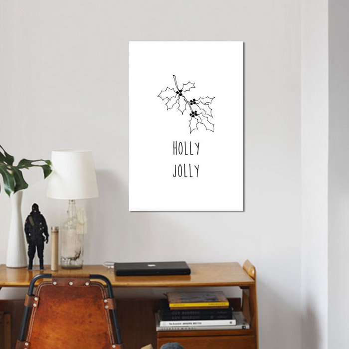 « Holly Jolly » par Orara studio-impression d’art textuel sur toile, H 40 po x l 26 po x P 1,5 po, Toile tendue, Pas de tapis