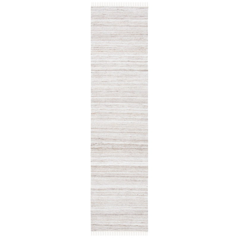 Kilim Hand Loomed Wool/Cotton Rug in Ivory/Brown, Runner 2'3" x 9'