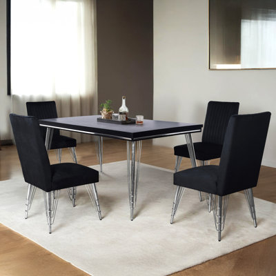 Voigt 5-Piece Wood Dining Set, Black