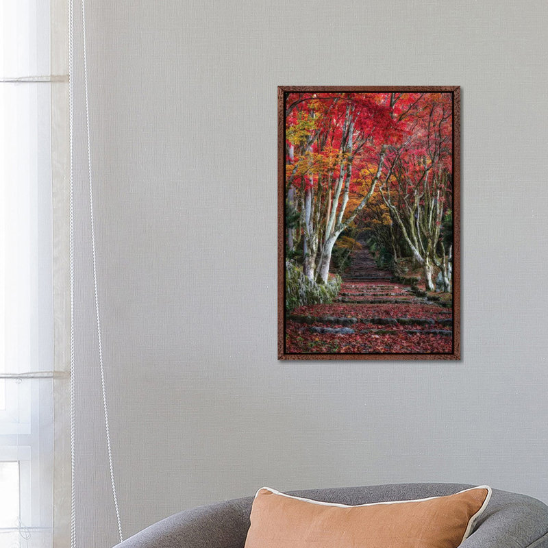 Autumn In Japan XXVIII by Daisuke Uematsu - Print on Canvas, 66.04cm H x 45.72cm W x 3.81cm D, Classic Brown Wood Framed