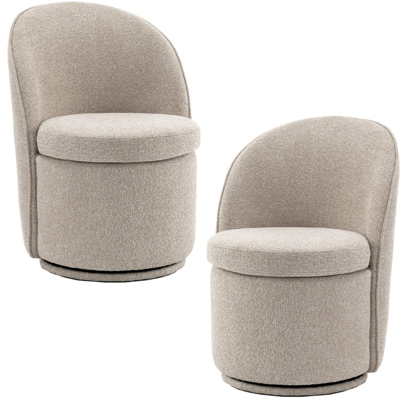 Upholstered Barrel Dining Chairs, Boucle Fabric Swivel Kitchen Chairs, Wingback Side Chairs, Vanity Chairs, Tan