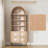 Arched Solid Wood Storage Cabinet, Natural Finish-1987157605