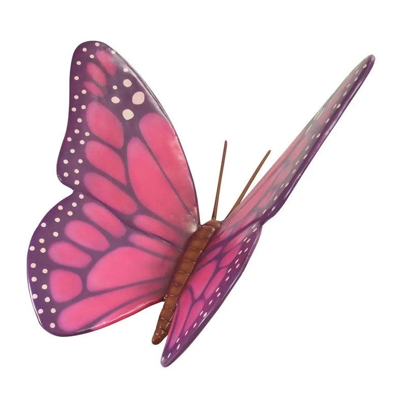 Statue insecte papillon surdimensionné, Brun / blanc / rose / mauve