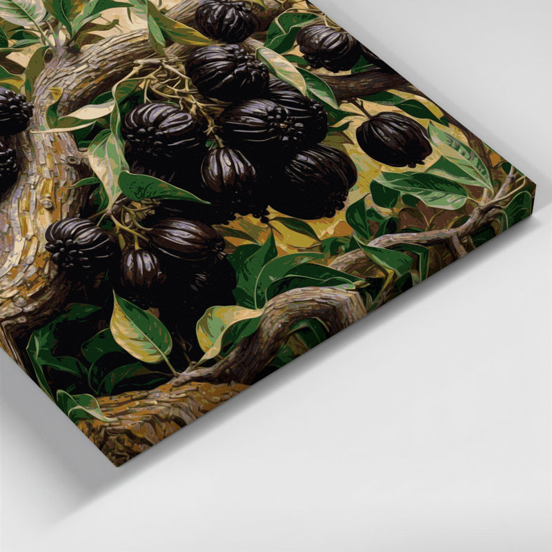 Art mural sur toile noir "Fruit jabuticaba", H 11 po x l 14 po