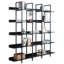 Bibliothèque à 5 niveaux avec bureau ouvert, tablette de style industriel rétro avec structure en métal-1276472816