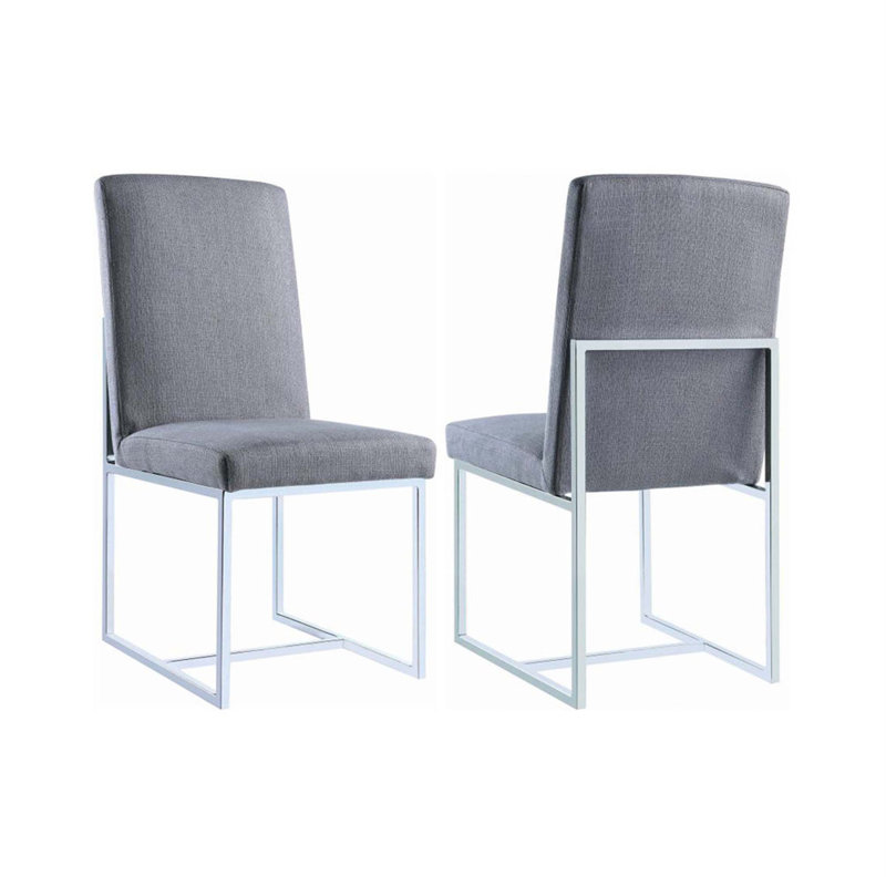 Chaises de salle à manger rembourrées avec structure en métal chromé (ensemble de 2)
