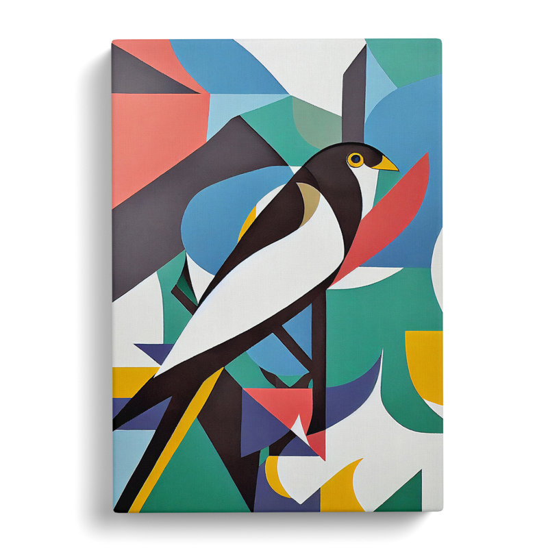Magpie Bird Abstract Vol.1 - Wrapped Canvas, 50cm H x 35cm W x 3cm D